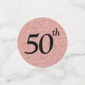 Fifty & Fabulous Zwart op Roos Gouden Glitter Tafe Confetti (Kleine voorkant)