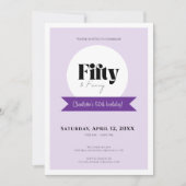 Fifty & Fancy • Elegant Purple 50th Birthday Kaart (Voorkant)