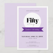 Fifty & Fancy • Elegant Purple 50th Birthday Kaart (Voorkant / Achterkant)