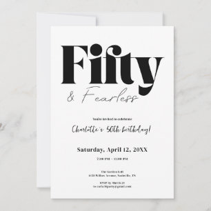 Fifty & Fearless 50th Birthday Invitation Kaart
