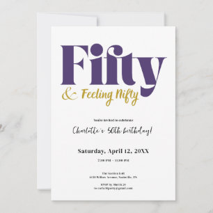 Fifty & Feeling Nifty 50th Birthday Invitation Kaart