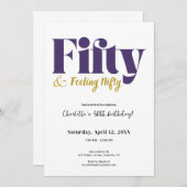Fifty & Feeling Nifty 50th Birthday Invitation Kaart (Voorkant / Achterkant)
