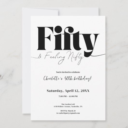 Fifty & Feeling Nifty 50th Birthday Invitation Kaart (Voorkant)