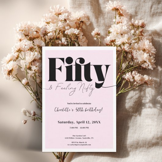 Fifty & Feeling Nifty 50th Birthday • Pink Design Kaart
