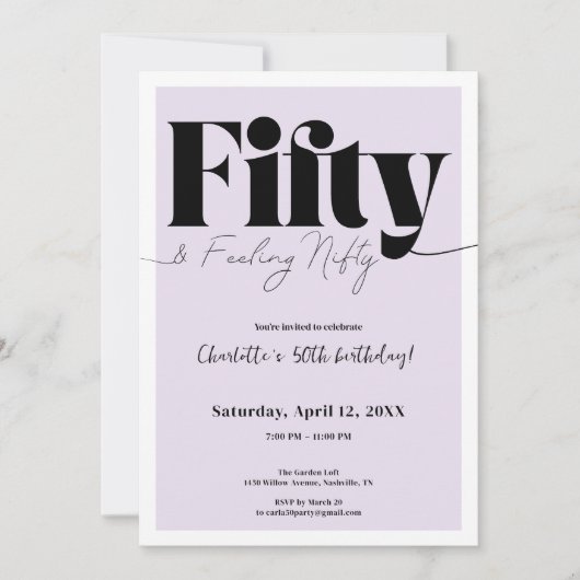 Fifty & Feeling Nifty 50th Birthday• Purple Design Kaart (Voorkant)