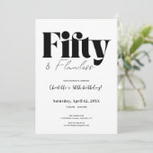 Fifty & Flawless 50th Birthday Invitation Kaart (Staand voorkant)