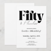 Fifty & Flawless 50th Birthday Invitation Kaart (Voorkant / Achterkant)