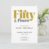 Fifty & Flawless 50th Birthday Invitation Kaart (Staand voorkant)