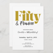 Fifty & Flawless 50th Birthday Invitation Kaart (Voorkant / Achterkant)