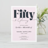 Fifty & Glowing • Blush Pink 50th Birthday Invite Kaart (Staand voorkant)