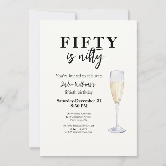 Fifty is Nifty Funny Elegant Simple 50th Birthday Kaart (Voorkant)