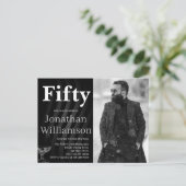 Fifty Modern 50th Birthday Party Photo For Him Briefkaart (Staand voorkant)