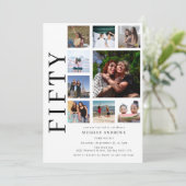 Fifty Photo Collage 50th Birthday Party Invitation Kaart (Staand voorkant)