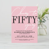 Fifty Pink 50th Birthday Party Kaart (Staand voorkant)