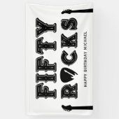Fifty Rocks Guitar Pick 50th Birthday Party Spandoek (Verticaal)