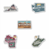 Fifty States Retro Travel Sticker Set Deel 6 (Voorkant)