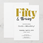 Fifty & Thriving 50th Birthday Invitation Kaart (Voorkant / Achterkant)