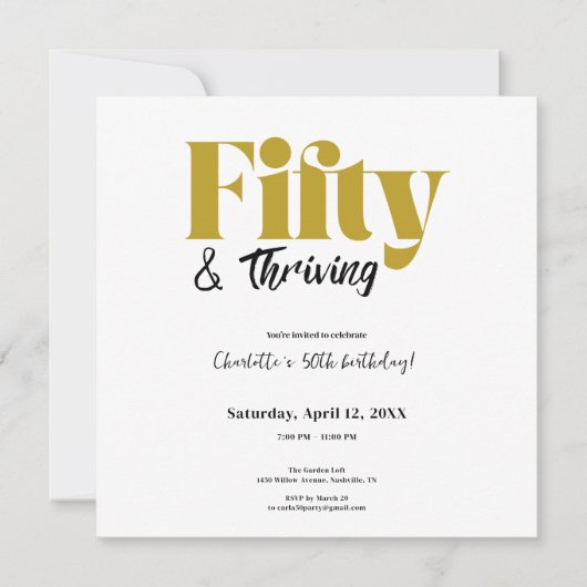 Fifty & Thriving 50th Birthday Invitation Save The Date (Voorkant)