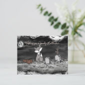 Fig & Blinky Begraafplaats Halloween Ansichtkaart Briefkaart (Staand voorkant)