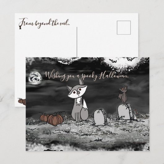 Fig & Blinky Begraafplaats Halloween Ansichtkaart Briefkaart (Voorkant / Achterkant)