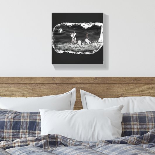 Fig & Blinky Graveyard Stretched Canvas Print (Insitu (Slaapkamer))