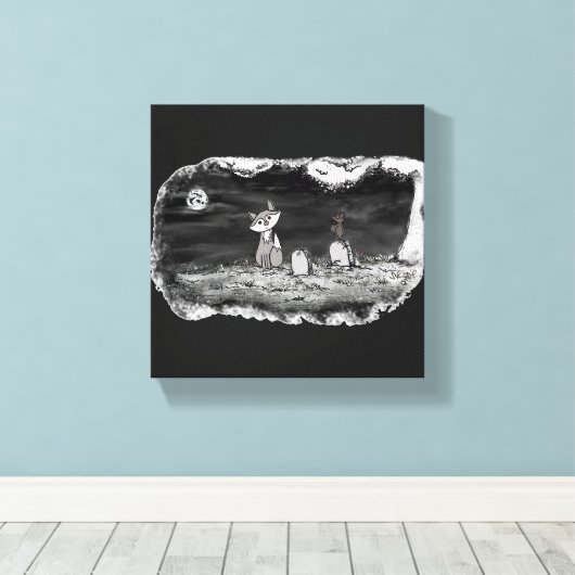 Fig & Blinky Graveyard Stretched Canvas Print (Insitu (Houten vloer))