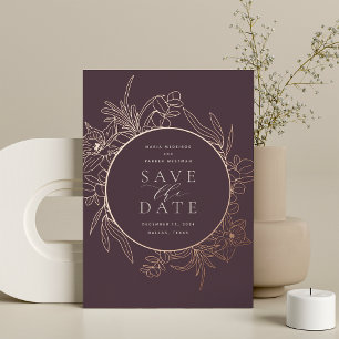 Fig Bloemen Folie Save the Date Kaart