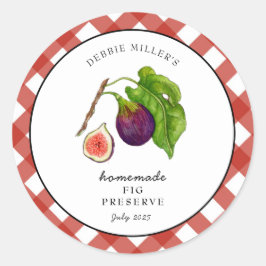 Fig Conserve Gingham Jam. Pot  Ronde Sticker