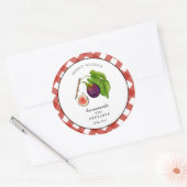 Fig Conserve Gingham Jam. Pot  Ronde Sticker (Envelop)
