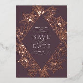Fig | Floral Diamond Folie Save the Date Card Folie Uitnodiging (Voorkant)