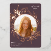 Fig | Floral Folie Foto Afstuderen aankondiging (Voorkant)