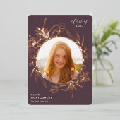 Fig | Floral Folie Foto Afstuderen aankondiging (Staand Voorkant)