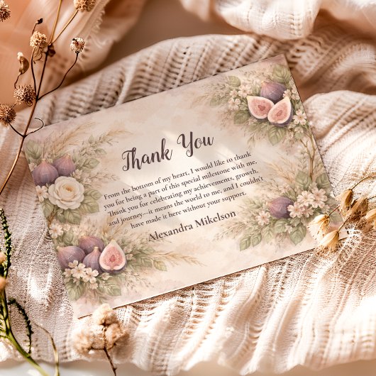 Fig Garden Floral 1st Birthday Bedankkaart