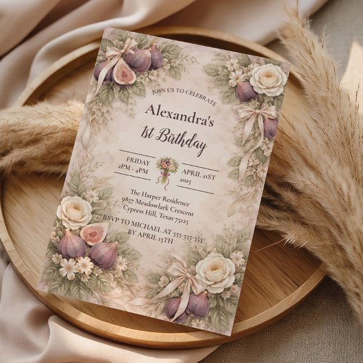 Fig Garden Vintage 1st Birthday Kaart