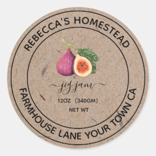 Fig Jam Kraft Paper Canning Jar Labels