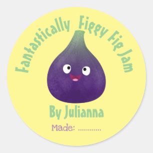 Fig jam-schattig cartoon produceert etiket