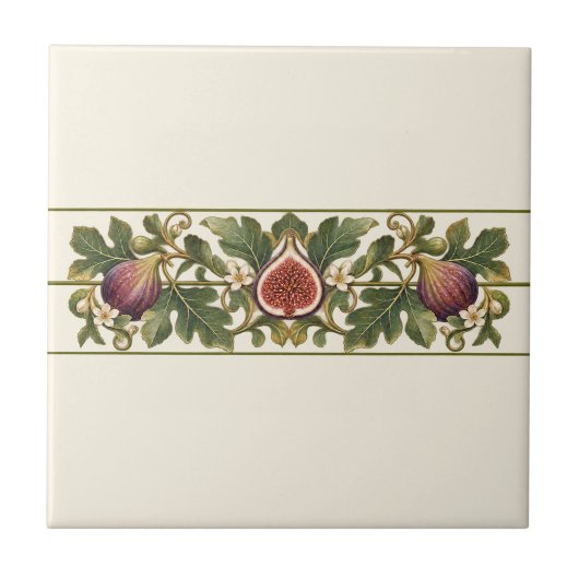Fig Leaf Scroll Aangepaste Achtergrond Fries Tegeltje