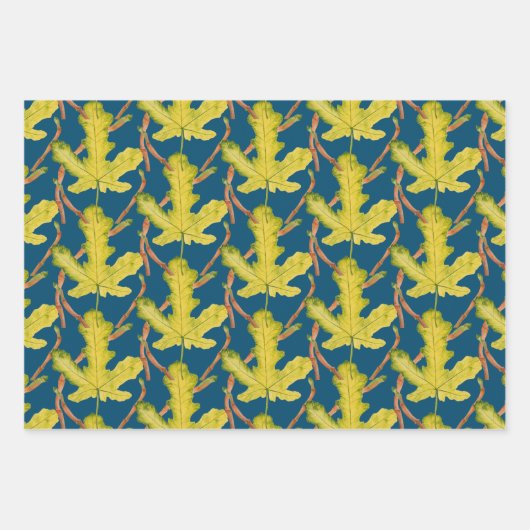 Fig Leaves op een wikkelpapier Set Inpakpapier Vel (Voorkant)