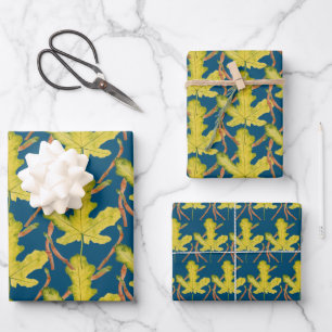 Fig Leaves op een wikkelpapier Set Inpakpapier Vel
