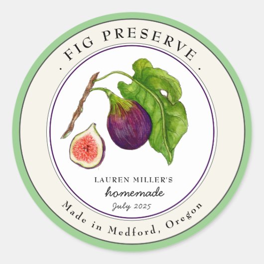  Fig Preserve Jam Ronde label (Voorkant)