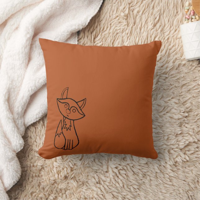 Fig the Fox outlined Throw Pillow Kussen (Deken)