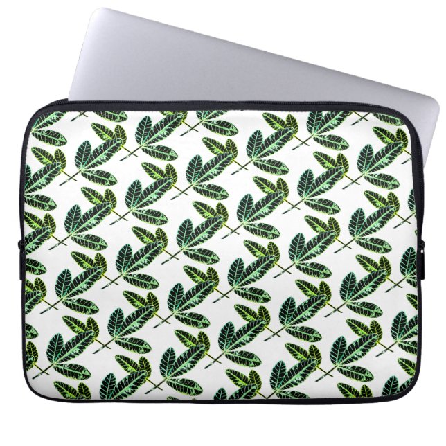Fig Tree Leaf Pattern Computer Laptop Hoeve Hoesje Sleeve (Voorkant)