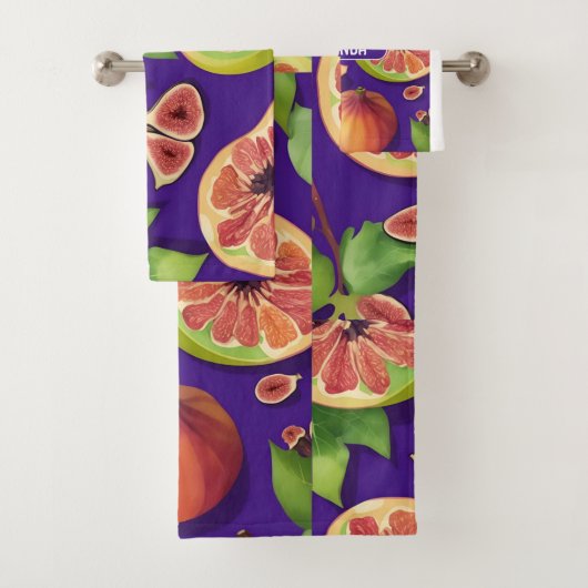 Fig Waterverf Kleurrijk Gepersonaliseerd Patroon Bad Handdoek (Insitu)