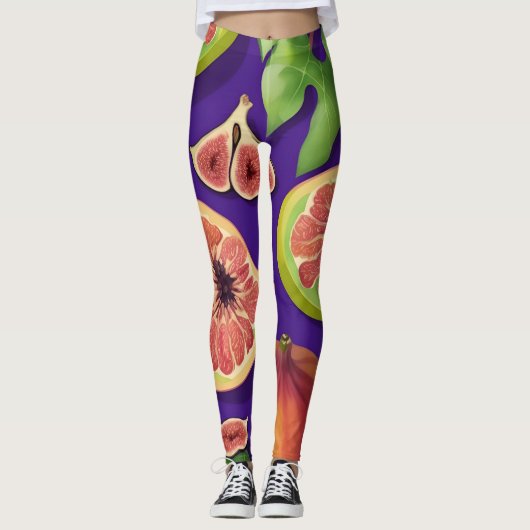 Fig Waterverf Kleurrijk Gepersonaliseerd Patroon Leggings (Voorkant)