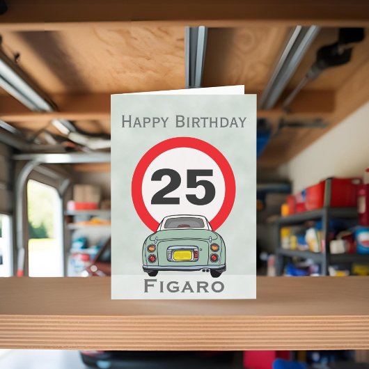 Figarald Green Figaro Car Birthday Kaart
