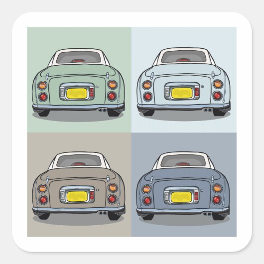 Figarations Figaro Autoseizoenen Garage Scrapbook Vierkante Sticker (Voorkant)