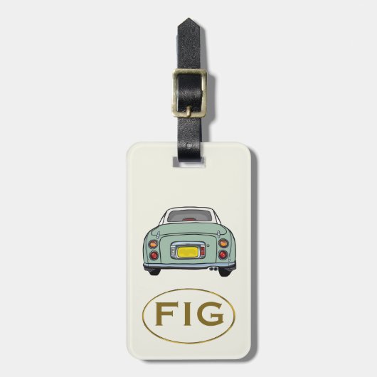 Figarations Monogram Groene Figaro Auto Bagagelabe Bagagelabel (Voorkant verticaal)