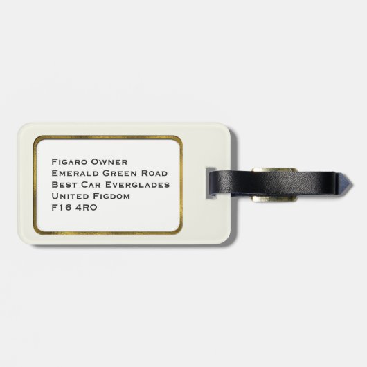 Figarations Monogram Groene Figaro Auto Bagagelabe Bagagelabel (Achterkant horizontaal)