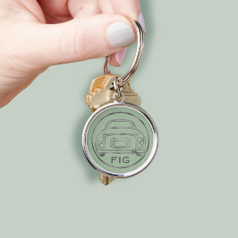 Figarations Monogram Zilver Figaro Auto Groen Sleutelhanger