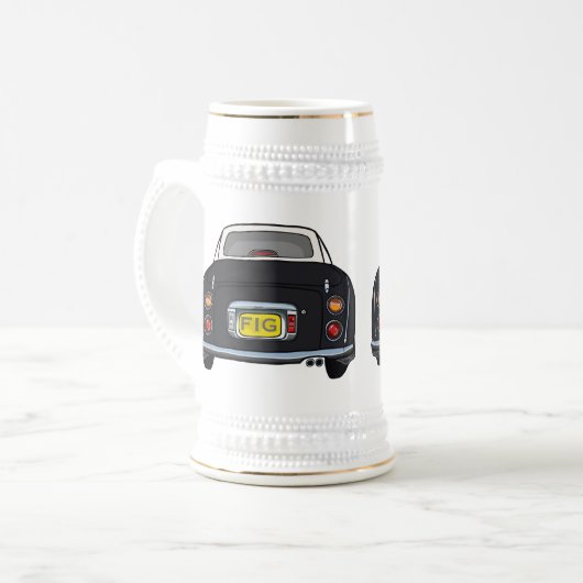 Figarations Monogram Zwart Figaro Auto Bier Stein Bierpul (Voorkant links)